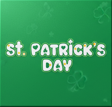 green square box that says St. Patrick's Day in cute white text